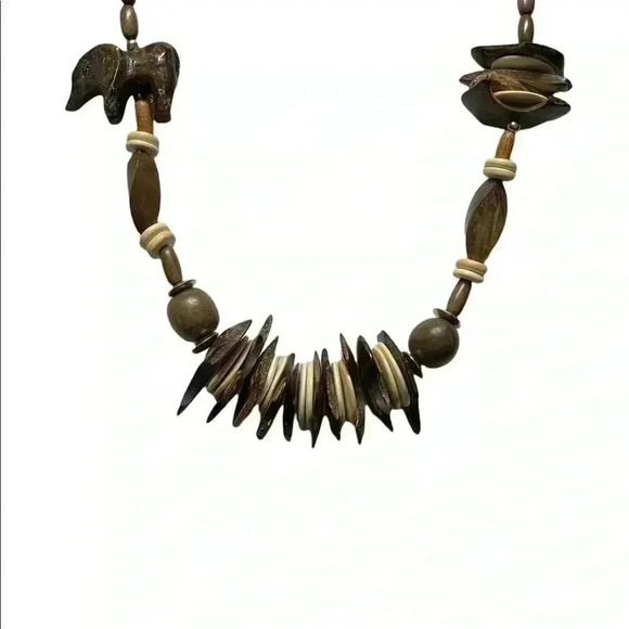 Vintage Elephant African Shell Beaded Necklace - Picture 3 of 8